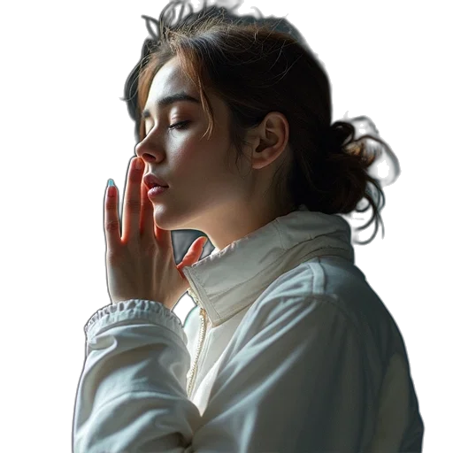 jacket, jewelry, face, dress, photorealistic, oil painting, concept art, neon lights transparent PNG cut-out