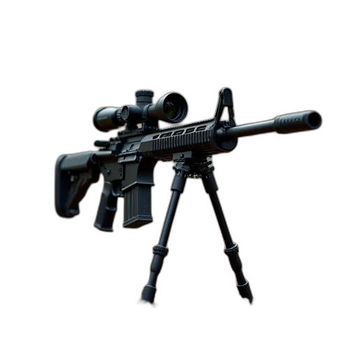 weapon, staff, 3d render, concept art, ruger, m14, machine, gun transparent PNG cut-out
