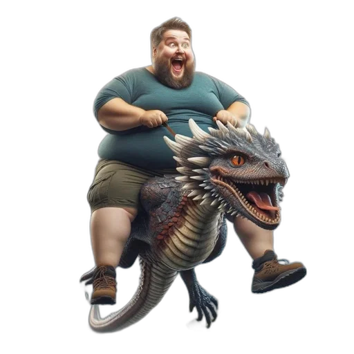 dragon, creature, animal, concept art, 3d render, fantasy art, bearded, man transparent PNG cut-out