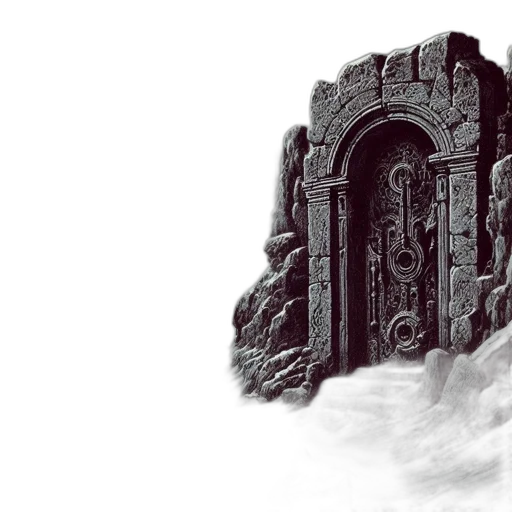 sword, mask, building, face, concept art, fantasy art, 3d render, photorealistic transparent PNG cut-out