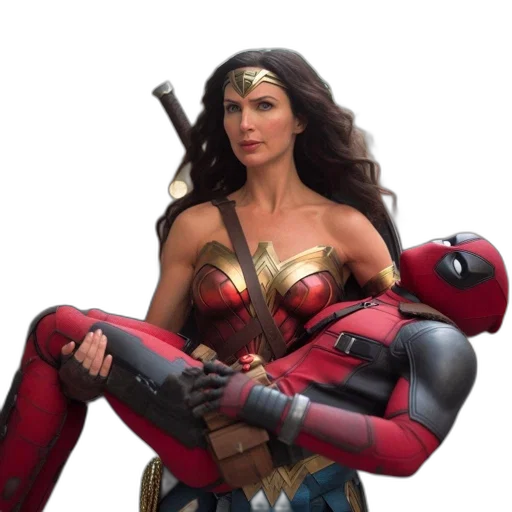 weapon, comic book art, concept art, wonder, woman, stands, busy, city transparent PNG cut-out