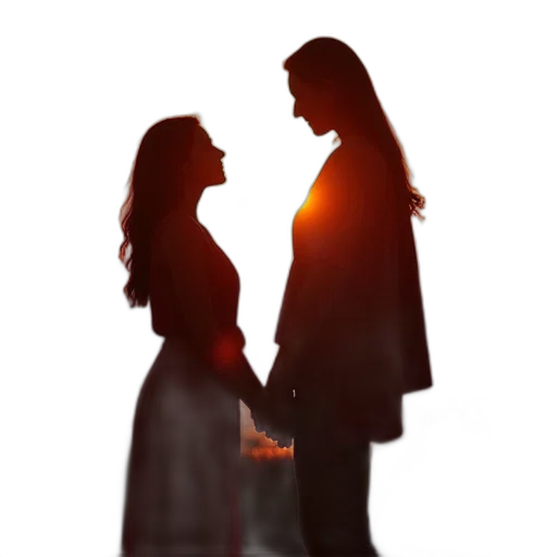 concept art, sunset, fire, forest, fog, woman, her, daughter transparent PNG cut-out