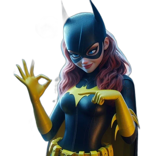mask, comic book art, concept art, fantasy art, cartoon, batgirl, her, iconic transparent PNG cut-out