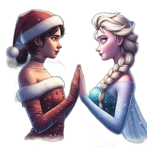 fantasy art, concept art, comic book art, watercolor, snow, fire, two, animated transparent PNG cut-out