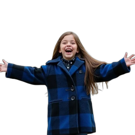 jacket, 3d render, photorealistic, young, girl, long, hair, standing transparent PNG cut-out