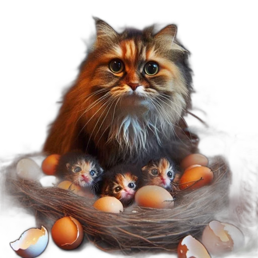animal, photorealistic, fantasy art, concept art, pixel art, inside, home, mother transparent PNG cut-out