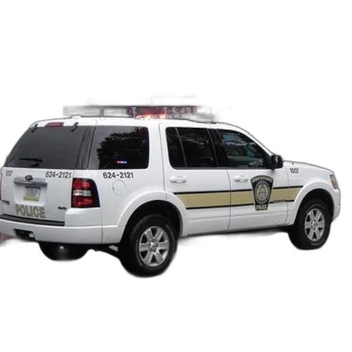 car, staff, white, police, suv, number, 624-2121, back transparent PNG cut-out