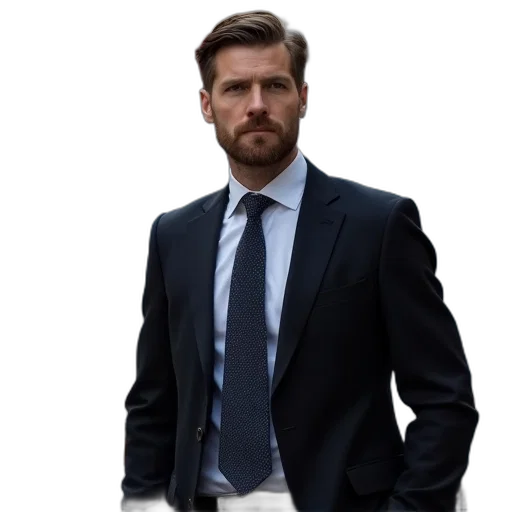 jacket, staff, face, photorealistic, concept art, man, dark, suit transparent PNG cut-out