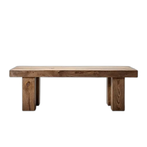 furniture, food, 3d render, forest, rustic, wooden, bench, weathered transparent PNG cut-out