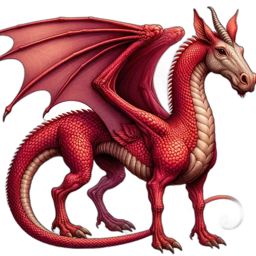 dragon, animal, fantasy art, concept art, pixel art, photorealistic, red, imposing transparent PNG cut-out