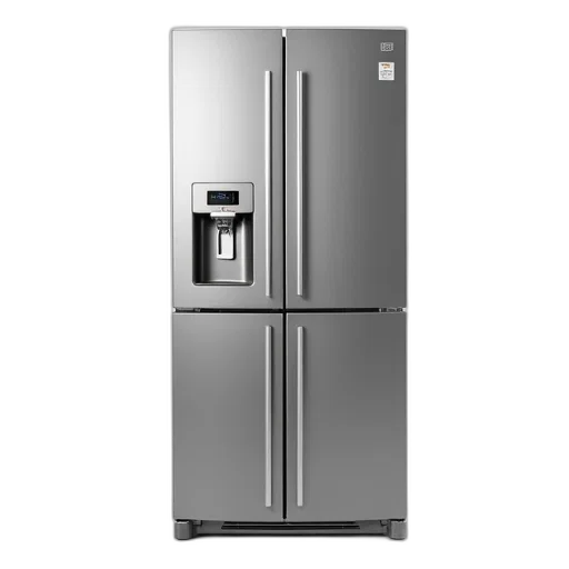 food, robot, stainless, steel, refrigerator, digital, temperature, display transparent PNG cut-out