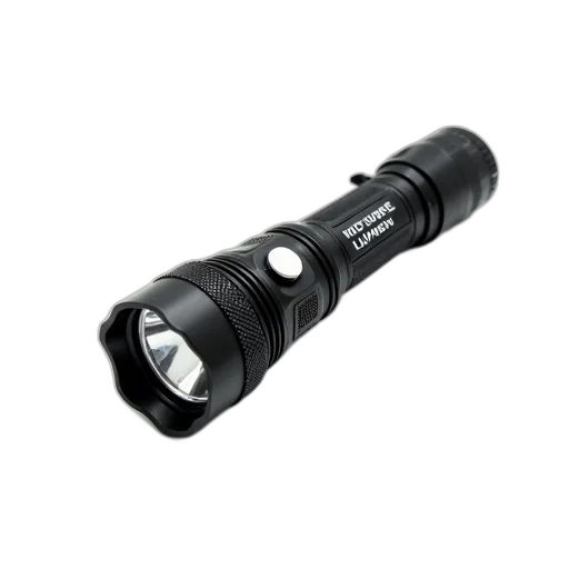 weapon, staff, black, flashlight, textured, grip, silver, bezel transparent PNG cut-out