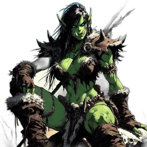 comic book art, concept art, fantasy art, green, ethereal, figure, skin, pointed transparent PNG cut-out
