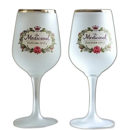 two, identical, wine, glasses, frosted, appearance, placed, side transparent PNG cut-out