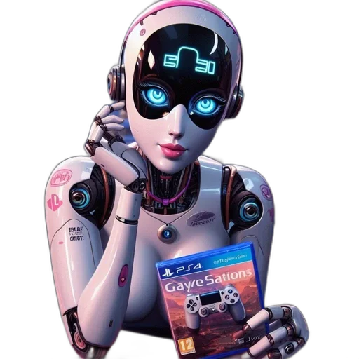 robot, cyberpunk, concept art, 3d render, pixel art, white, pink, design transparent PNG cut-out