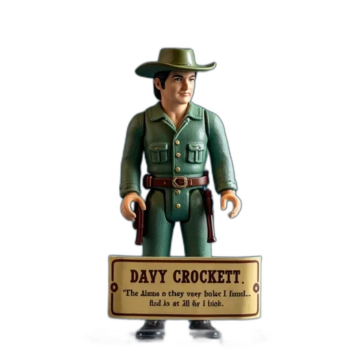 concept art, toy, figure, davy, crockett, dressed, green, outfit transparent PNG cut-out