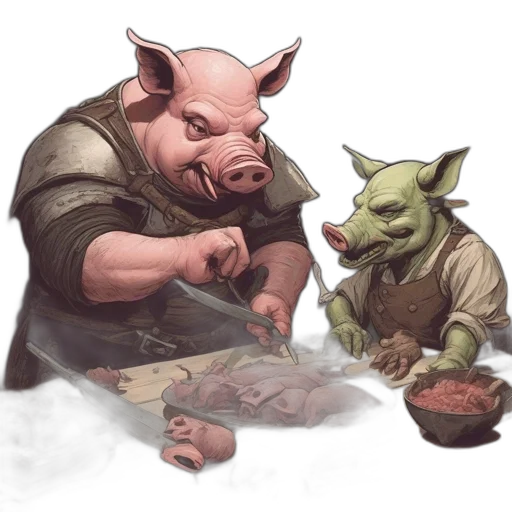 food, concept art, fantasy art, watercolor, photorealistic, fire, two, anthropomorphic transparent PNG cut-out