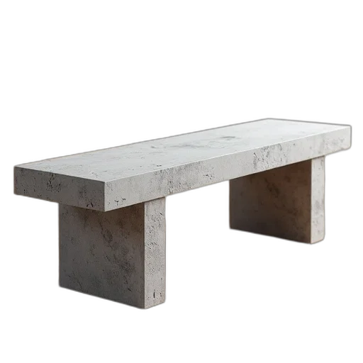 furniture, 3d render, model, concrete, bench, textured, surface, displayed transparent PNG cut-out