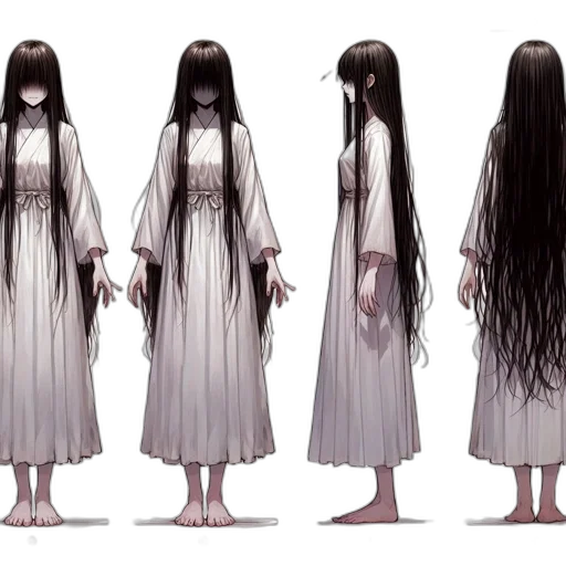 hair, dress, creature, concept art, fantasy art, pixel art, anime, dark transparent PNG cut-out