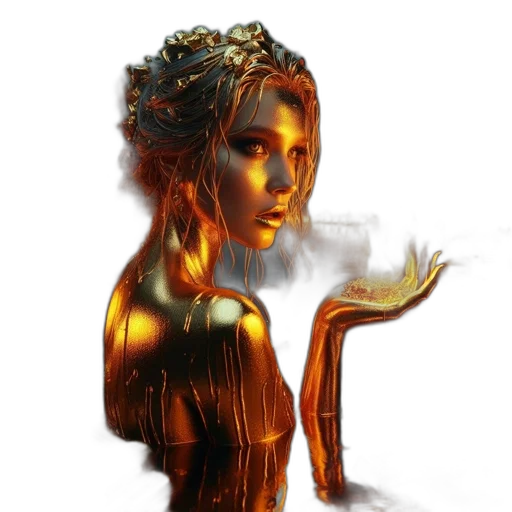 robot, crown, dress, jewelry, fantasy art, concept art, photorealistic, 3d render transparent PNG cut-out