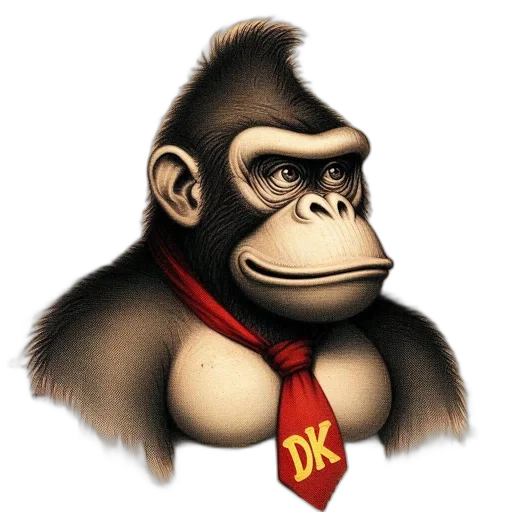 animal, staff, photorealistic, concept art, 3d render, cartoon, gorilla, red transparent PNG cut-out