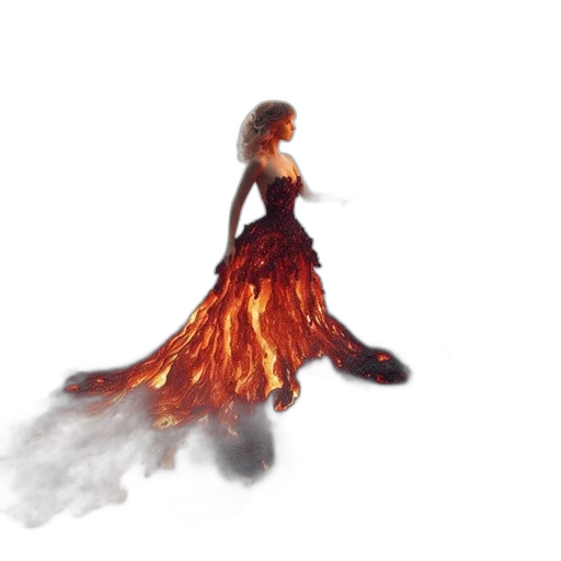 dress, hair, dragon, concept art, fantasy art, 3d render, watercolor, fire transparent PNG cut-out