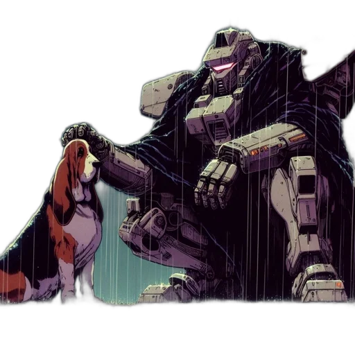 robot, weapon, concept art, cyberpunk, comic book art, pixel art, outer space, fog transparent PNG cut-out