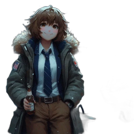 jacket, staff, weapon, creature, concept art, anime, watercolor, fantasy art transparent PNG cut-out