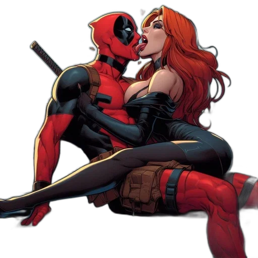 comic book art, concept art, two, animated, characters, one, red, black transparent PNG cut-out