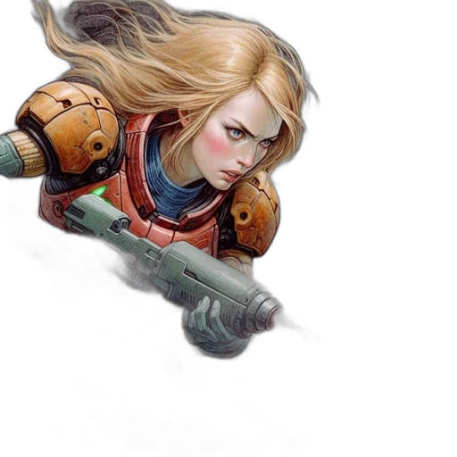 weapon, hair, sword, face, concept art, fantasy art, comic book art, watercolor transparent PNG cut-out