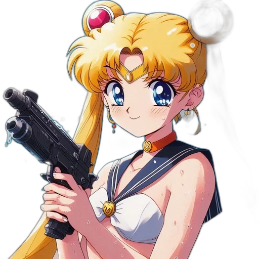 weapon, staff, anime, pixel art, vaporwave, cartoon, animated, woman transparent PNG cut-out