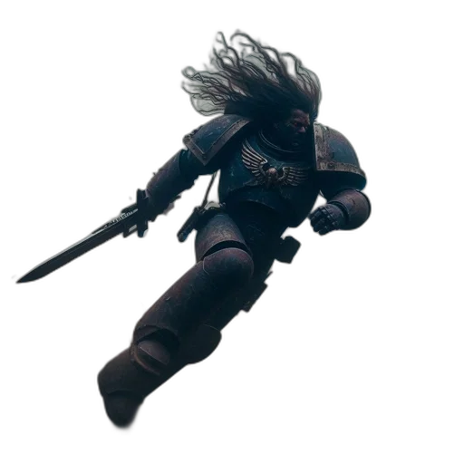 sword, weapon, staff, hair, concept art, 3d render, fantasy art, dark transparent PNG cut-out