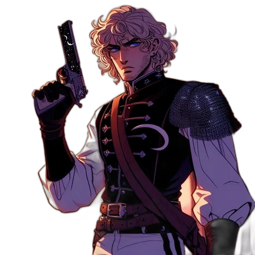 weapon, staff, sword, jacket, concept art, pixel art, comic book art, fantasy art transparent PNG cut-out