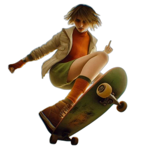 concept art, 3d render, photorealistic, fantasy art, individual, performs, skateboard, trick transparent PNG cut-out