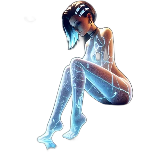 robot, dress, comic book art, concept art, cyberpunk, fantasy art, neon lights, outer space transparent PNG cut-out