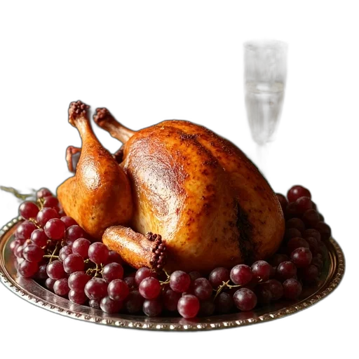 food, animal, crown, photorealistic, 3d render, roasted, turkey, displayed transparent PNG cut-out