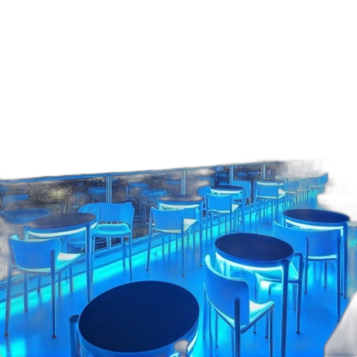 furniture, umbrella, 3d render, concept art, vaporwave, photorealistic, neon lights, underwater transparent PNG cut-out