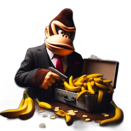animal, jacket, staff, concept art, donkey, kong, character, wears transparent PNG cut-out