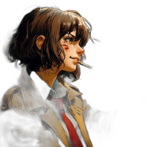 face, jacket, concept art, watercolor, photorealistic, oil painting, fog, fire transparent PNG cut-out