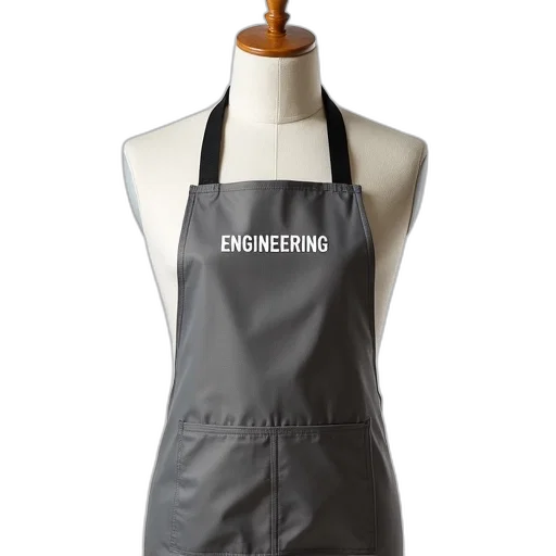 dress, mannequin, wearing, gray, apron, word, engineering, embroidered transparent PNG cut-out