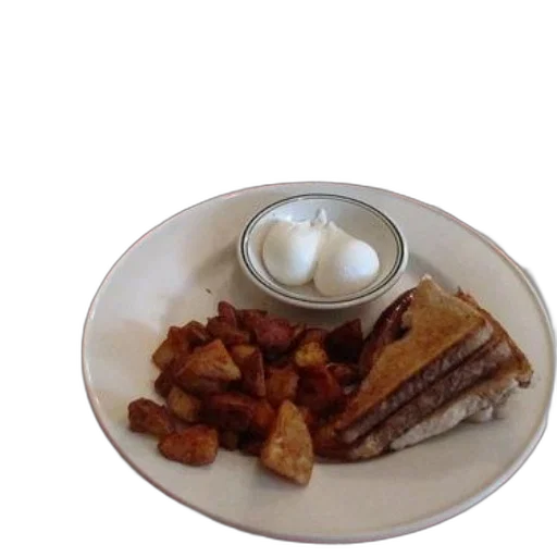 food, plate, sandwich, potatoes, poached, eggs, red, white transparent PNG cut-out