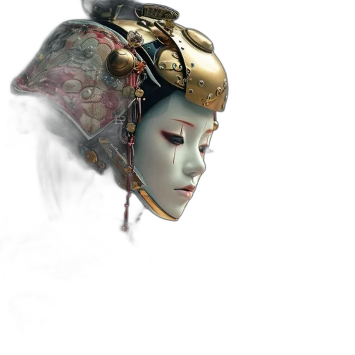 mask, robot, face, crown, concept art, fantasy art, cyberpunk, 3d render transparent PNG cut-out