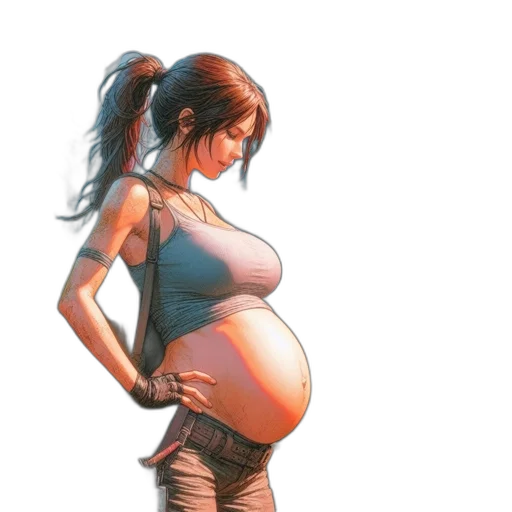concept art, photorealistic, pixel art, watercolor, pregnant, woman, wearing, gray transparent PNG cut-out