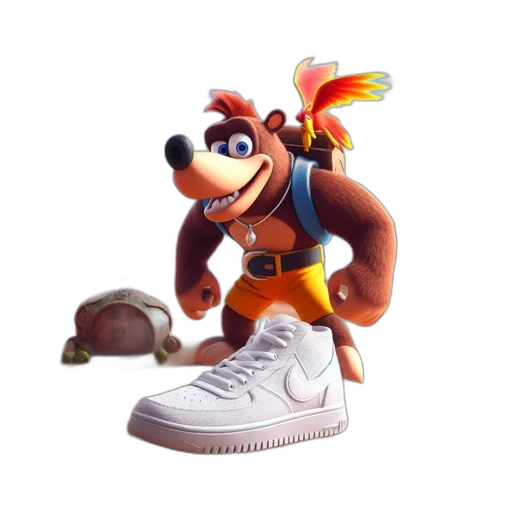 shoes, animal, creature, concept art, 3d render, cartoon, pixel art, earth tones transparent PNG cut-out