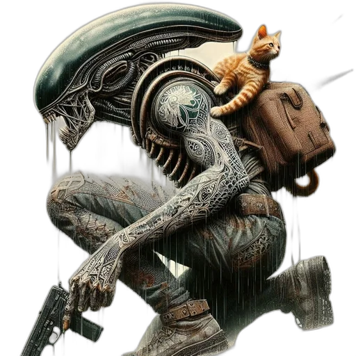 robot, creature, animal, staff, concept art, fantasy art, 3d render, comic book art transparent PNG cut-out