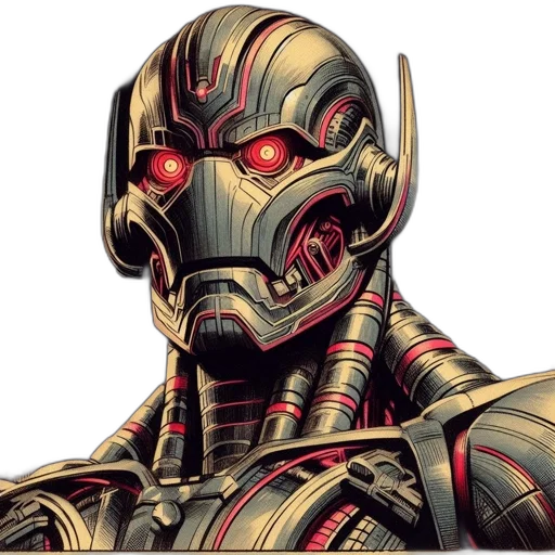 robot, mask, face, comic book art, concept art, 3d render, cyberpunk, humanoid transparent PNG cut-out