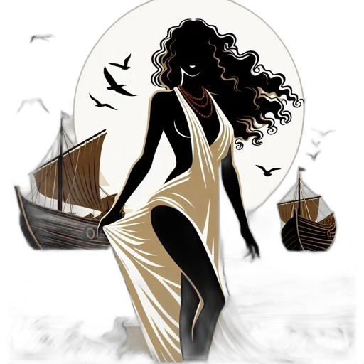 dress, fantasy art, concept art, comic book art, cartoon, underwater, monochrome, earth tones transparent PNG cut-out