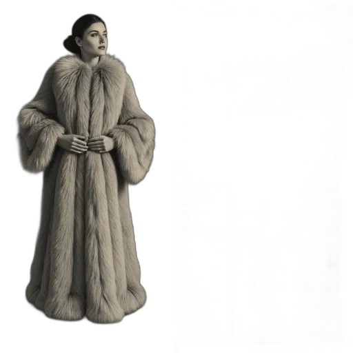 jacket, dress, concept art, photorealistic, 3d render, snow, monochrome, vintage transparent PNG cut-out