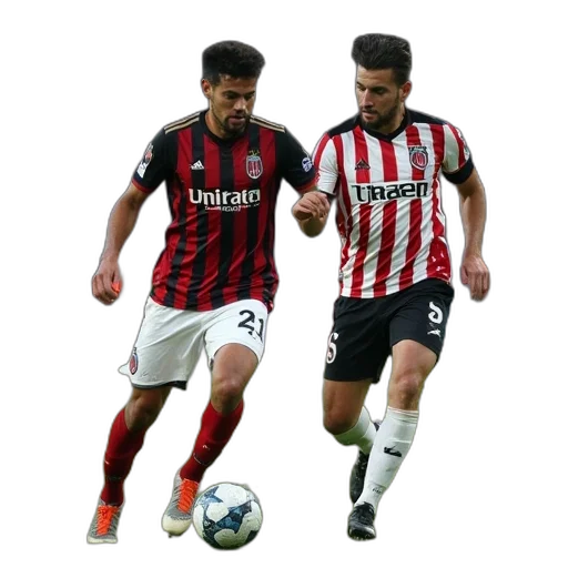 milan, players, action, during transparent PNG cut-out