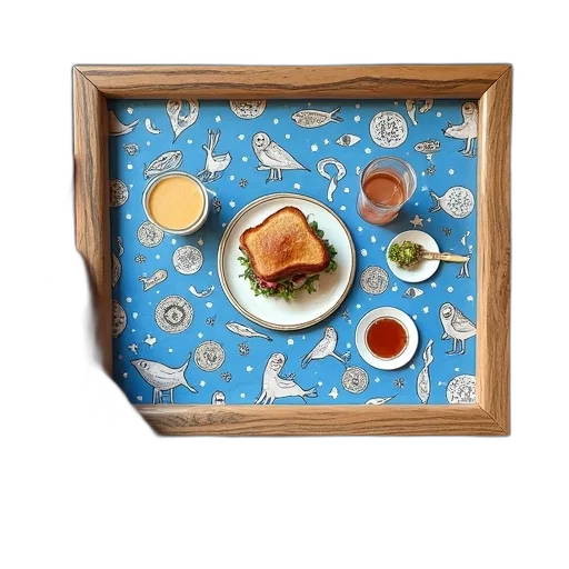 food, furniture, framed, picture, blue, white, patterned, tablecloth transparent PNG cut-out